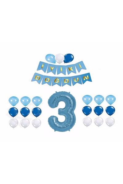 BEST PARTİ DOĞUM GÜNÜ PARTİ SÜSLERİ Mavi 3 Yaş Doğum Günü Parti Seti