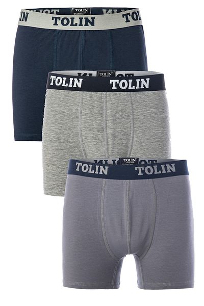 TOLIN Σετ μπόξερ 3 τεμαχίων Cotton Lycra Ανδρικό μονόχρωμο 4147-03
