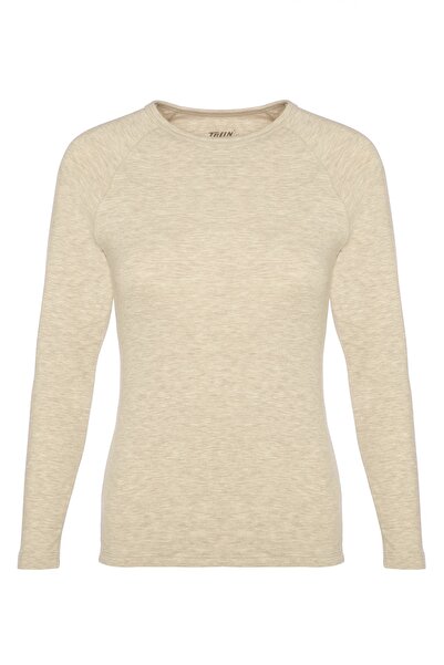 TOLIN Kadın Sütlü Kahve Uzun Kol İçi Şardonlu Üst Termal İçlik Melanj 6290