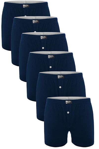 TOLIN Ανδρικό σετ μπόξερ μονόχρωμο μπλε Navy μονόχρωμο - 6 τεμαχίων 100% βαμβάκι 415