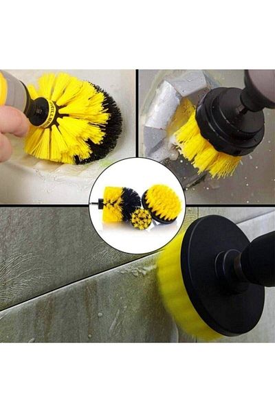 Adil Baba 3-Piece Drill Bit - Bathroom, Bathtub, Shower Cabin, Car Wheel and Sofa Cleaning Brush Set