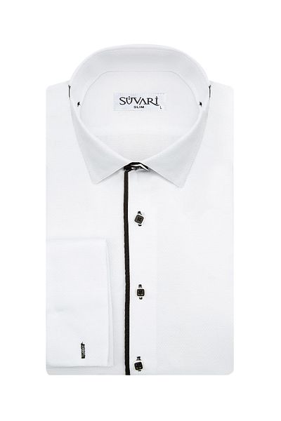 SÜVARİ Ανδρικό πουκάμισο Slim Fit Ata Collar White