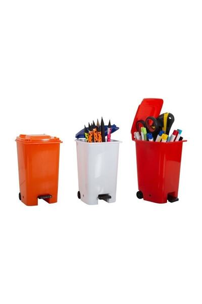 Ark حامل أقلام على سطح الطاولة، حاوية نفايات، مظهر برتقالي