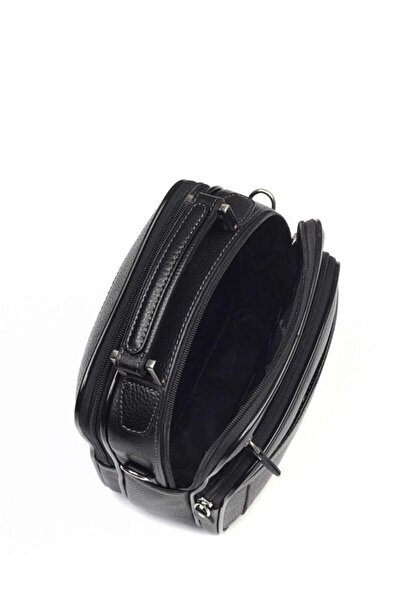 Aka Deri 306 Genuine Leather Men's Hand and Shoulder Strap Bag Black