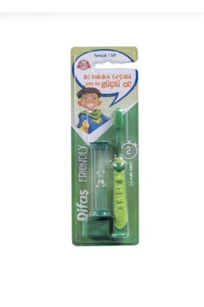 Difaş Children's Toothbrush Friendly Soft/Soft Green with Hourglass