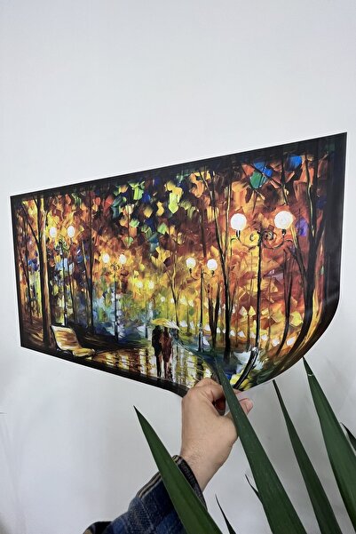 Akıllı Kağıt Statik Tutunma Özellikli Statik Tablo Işıklı Sokak 70 - 116 Cm Manzara (Model -78)