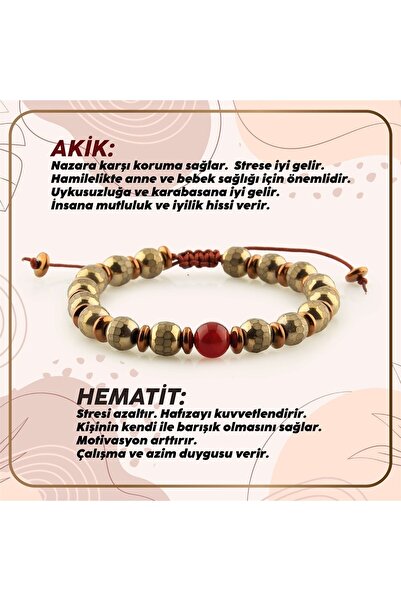 OSMANLI DOĞAL TAŞ سوار من حجر الهيماتيت الطبيعي موديل B665 مقاس 8 مم - عقيق م...