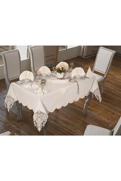 SAFİR Luxury Lily Soft Lace Dinner Set for 12 People (CREAM)