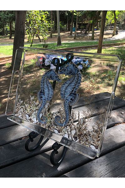 Queen Bee İstanbul Marine Series Plexiglass Tray Sea Horse 40x30cm