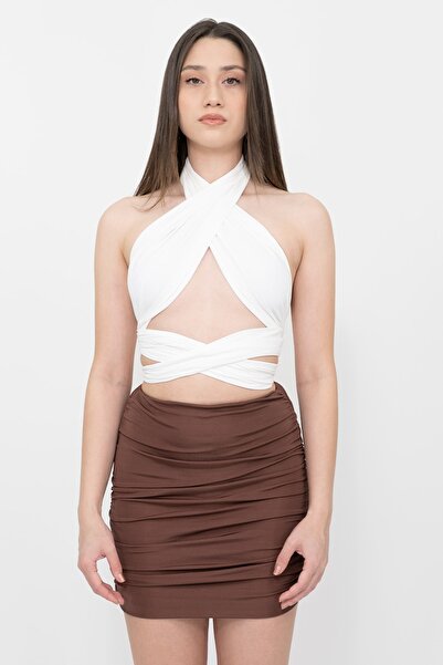 Soyo Жіночий білий бюстгальтер без бретелей на зав'язках