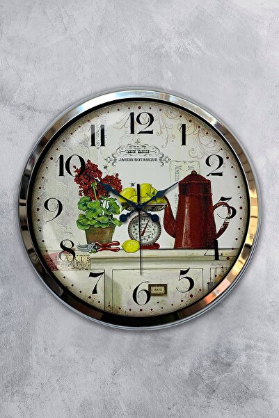 Kasva Concept هدية ساعة حائط مطبخ معدنية من الكروم مقاس 40 سم