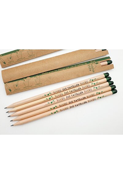 Yaşayan Kalem 50 قلم رصاص مطبوع عليه عبارة "عطلة سعيدة