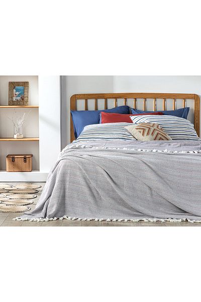 English Home Μονό κάλυμμα κρεβατιού Triago - 160x240 cm Navy Blue-Terracotta Woven