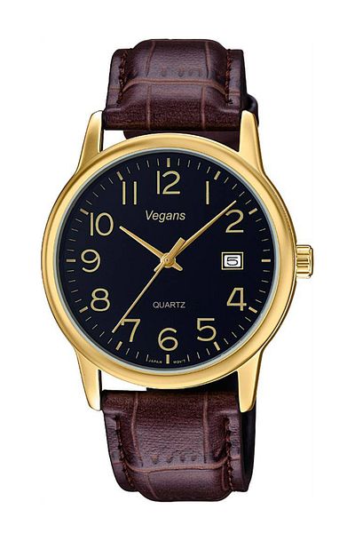 Vegans Leather Band Men's Wristwatch with Calendar