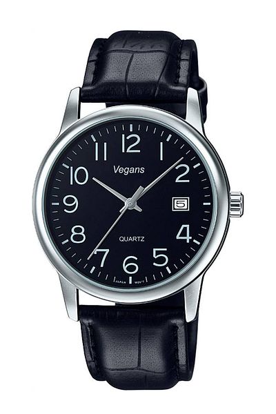 Vegans Leather Band Men's Wristwatch with Calendar
