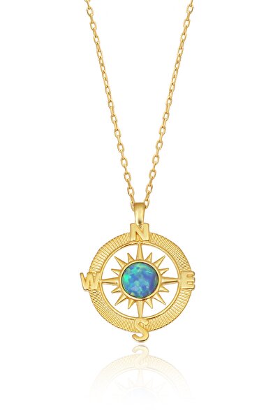 LOTUS JW Opal Taşlı Pusula Kolye & Işıklı Kolye Kutusu - 925 Ayar Gümüş Kolye