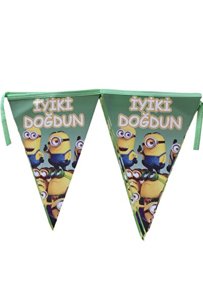 Happyland مينيون عيد ميلاد سعيد مكتوب راية مينيون راية