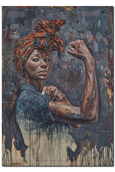 Cakatablo Εικόνα ελαιογραφίας σε ξύλινη βάση: Ισχυρή Μαύρη Γυναίκα (Μέγεθος 2...