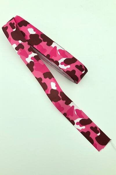 Limelia Panglică Grosgrain Imprimată Camuflaj Fucsia 10 Mt