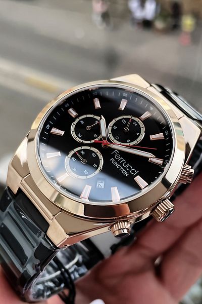 Ferrucci Men's Wristwatch 3 Atm Waterproof Silver Color Steel Cord Bracelet Elg717