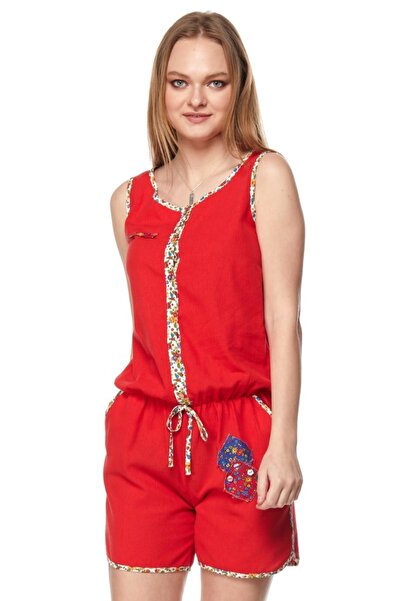 Newbutix Sile Cloth Red Plain Jumpsuit
