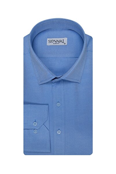 SÜVARİ Slim Fit Armür Desenli Erkek Gömlek