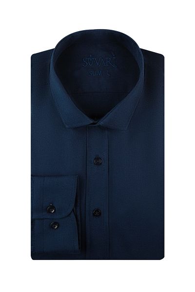SÜVARİ Ανδρικό πουκάμισο Slim Fit Navy Blue