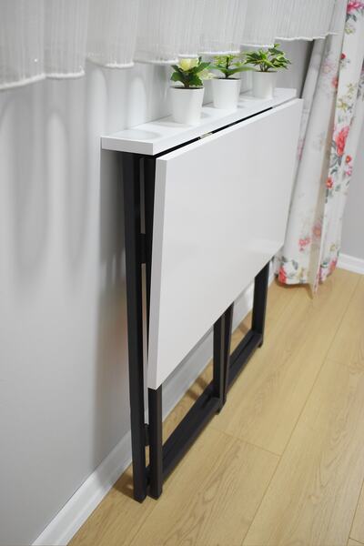 YüceerHome Mutfak Masası Balkon Masası Çok Amaçlı Taşınabilir Ayakta Durabilen Katlanır Masa