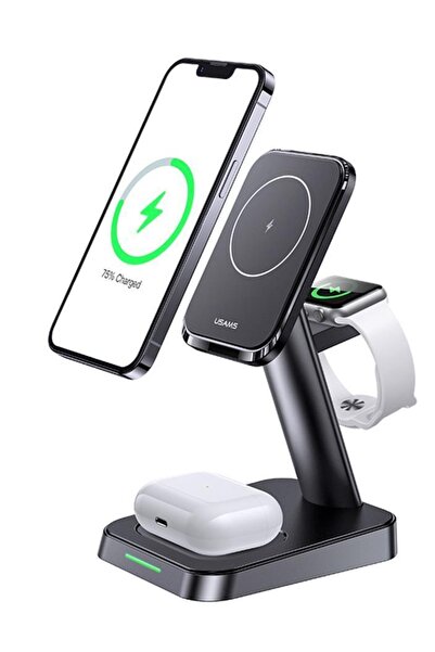 Usams Us-cc150 20w 3in1 Typec Iphone//Iwatch  Manyetik Kablosuz Şarj Standı