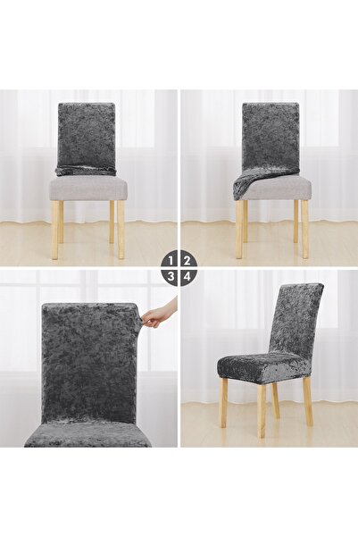 uzhanem Kadife Sandalye Kılıfı, Kadife Sandalye Örtüsü (PAKET İÇERİĞİ :6ADET)