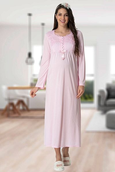 Mecit Pijama Βαμβακερό άνετο νυχτικό εγκυμοσύνης και επιλόχειας με θήκη θηλασμού