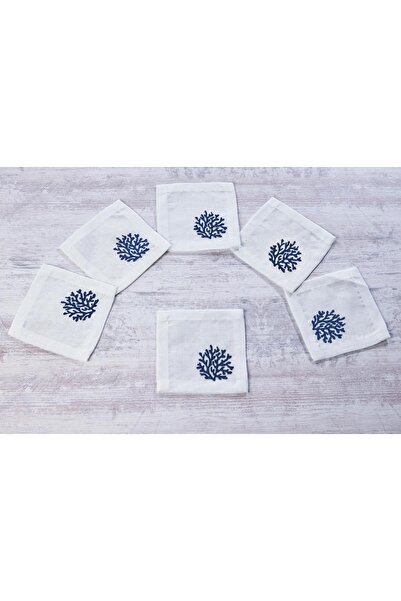 caka home design منديل كوكتيل مكون من 6 قطع مرجاني (أزرق داكن)