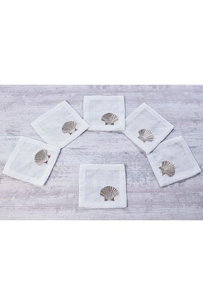 caka home design 6-Piece Cocktail Napkin Mussel (Stone)
