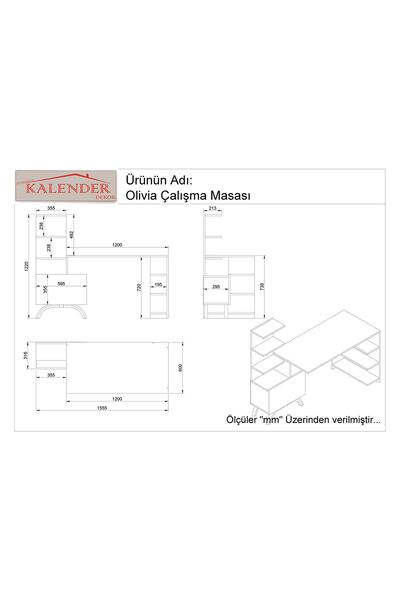 Kalender Dekor Olivia Dolaplı Bilgisyar Masası Çalışma Masası Kobe antrasit OL06