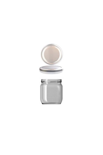 Paşabahçe 425 Cc Glass Jar with Silver Lid, 48 Pieces of Pastries