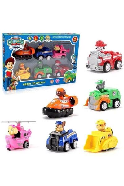 Retoys Paw Patrol Oyuncak Görev Araçları 6 Karakter Çek Bırak Araba