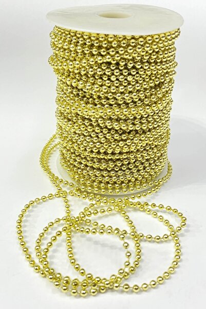 Limelia Panglică din plastic auriu perlat rotund 4 mm 10 mt