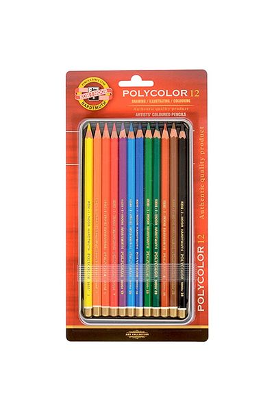 Koh-i Noor Polycolor Artist Dry Crayons 12 Colors