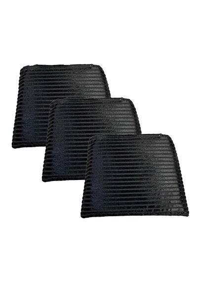 Kenzlife Knsz Sırt Minderi 3 Lü Mazlum Siyah Çizgili Kumaş Cırtlı Tel Sandalyesi Sırtı İçin