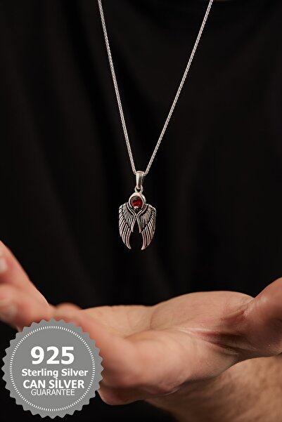 CAN SİLVER 925 Ayar Kırmızı Zirkon Taşlı Ayyıldız Figürü Özel Tasarım Gümüş E...