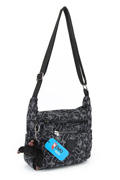NEMO BAGS Kadın Siyah Gorilli Çapraz Askılı Omuz Çantası Krinkıl Postacı Çant...