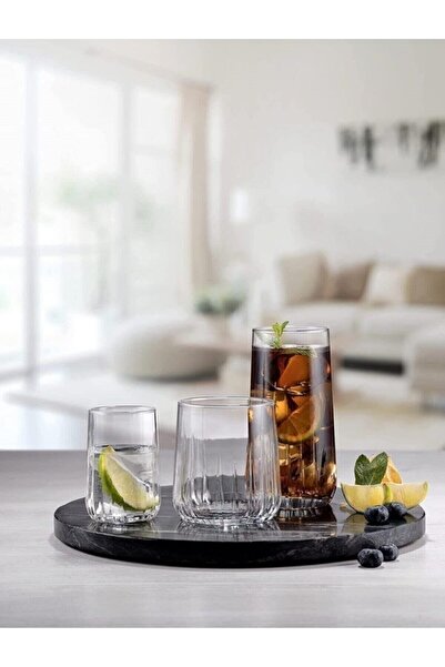 Paşabahçe Nova Glass Set Set 19 Pcs. Water Soft Drink Glass with Stand 3 Sizes Plain