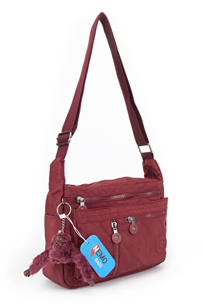 NEMO BAGS Kadın Bordo Çapraz Askılı Omuz Çantası Krinkıl Orta Boy Postacı Çan...