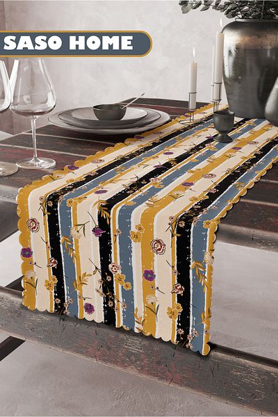 SasoHome Țesătură catifea de calitate 45x140 cm decorativă cu modele de linii și flori relaxante - cadou