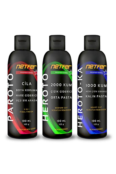 Netfer 3'lü Orta Kalın Pasta Cila Set - 3x100 ml