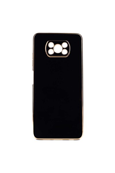 Fibaks Xiaomi Poco X3 - X3 Pro Compatible Case Glossy Edge Gold Embroidered Camera Protected Cover
