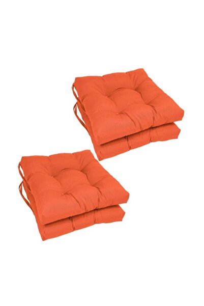 KAJJU TEXTİLE & DESİGN 4'lü Kombin Pofidik Kare Sandalye Minderi Turuncu 40 X...