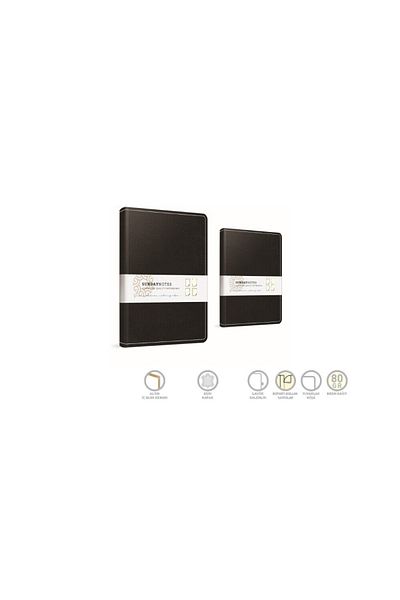 Gıpta Sunday Notes Rope Stitched Leather Cover Notepad 19x26cm 140 Sheets Striped (Pack of 2) 4924