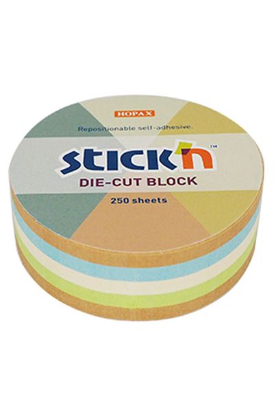 Hopax Stickn 67x67mm Kraft Round Adhesive Note Paper Note Block 250 Sheets 21831