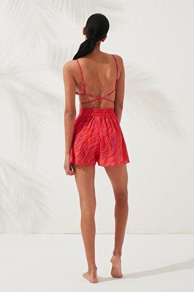 Beach&Beyond Kadın Fuşya Zebra Tek Beden Pamuk Şort